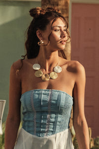 Larchmont Three-Tone Straw Disc Chain Necklace - ShopPromesa