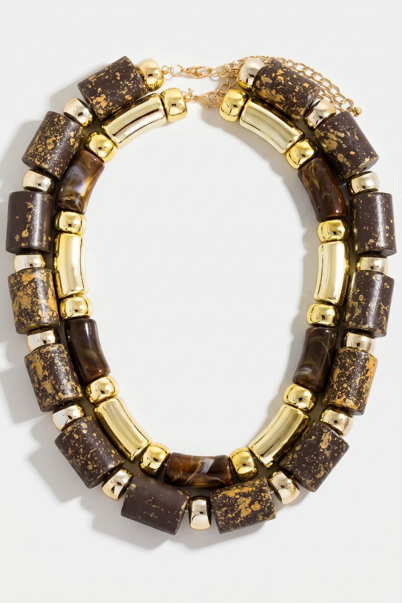 Woodcliff Chunky Tube Bead Layered Necklace - ShopPromesa