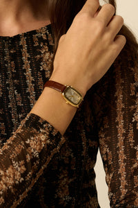 Machado Croc-Embossed Leather Square Watch - ShopPromesa