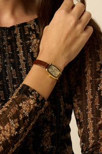 Machado Croc-Embossed Leather Square Watch - ShopPromesa