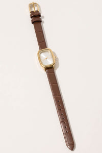 Machado Croc-Embossed Leather Square Watch - ShopPromesa