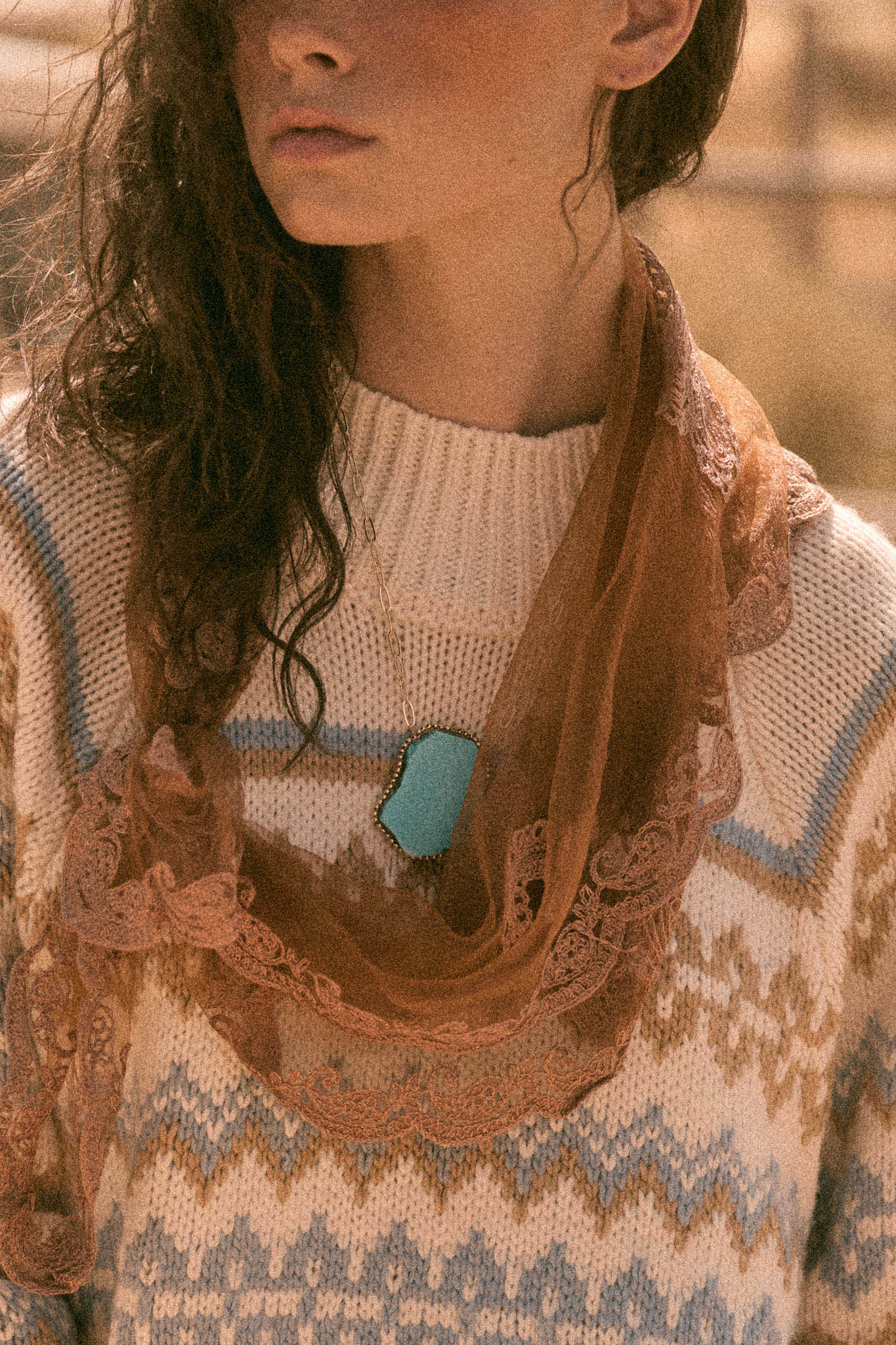 Salton Turquoise Slab Paperclip Chain Necklace - ShopPromesa