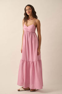 Breezing Through Textured Stripe Maxi Sundress - ShopPromesa