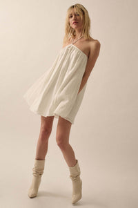 Starting Fresh Lace-Panel Mini Halter Swing Dress - ShopPromesa