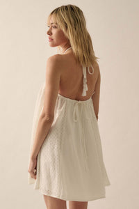 Starting Fresh Lace-Panel Mini Halter Swing Dress - ShopPromesa