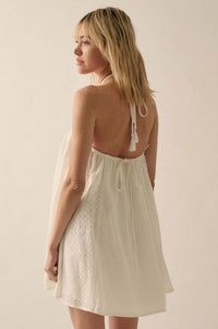 Starting Fresh Lace-Panel Mini Halter Swing Dress - ShopPromesa