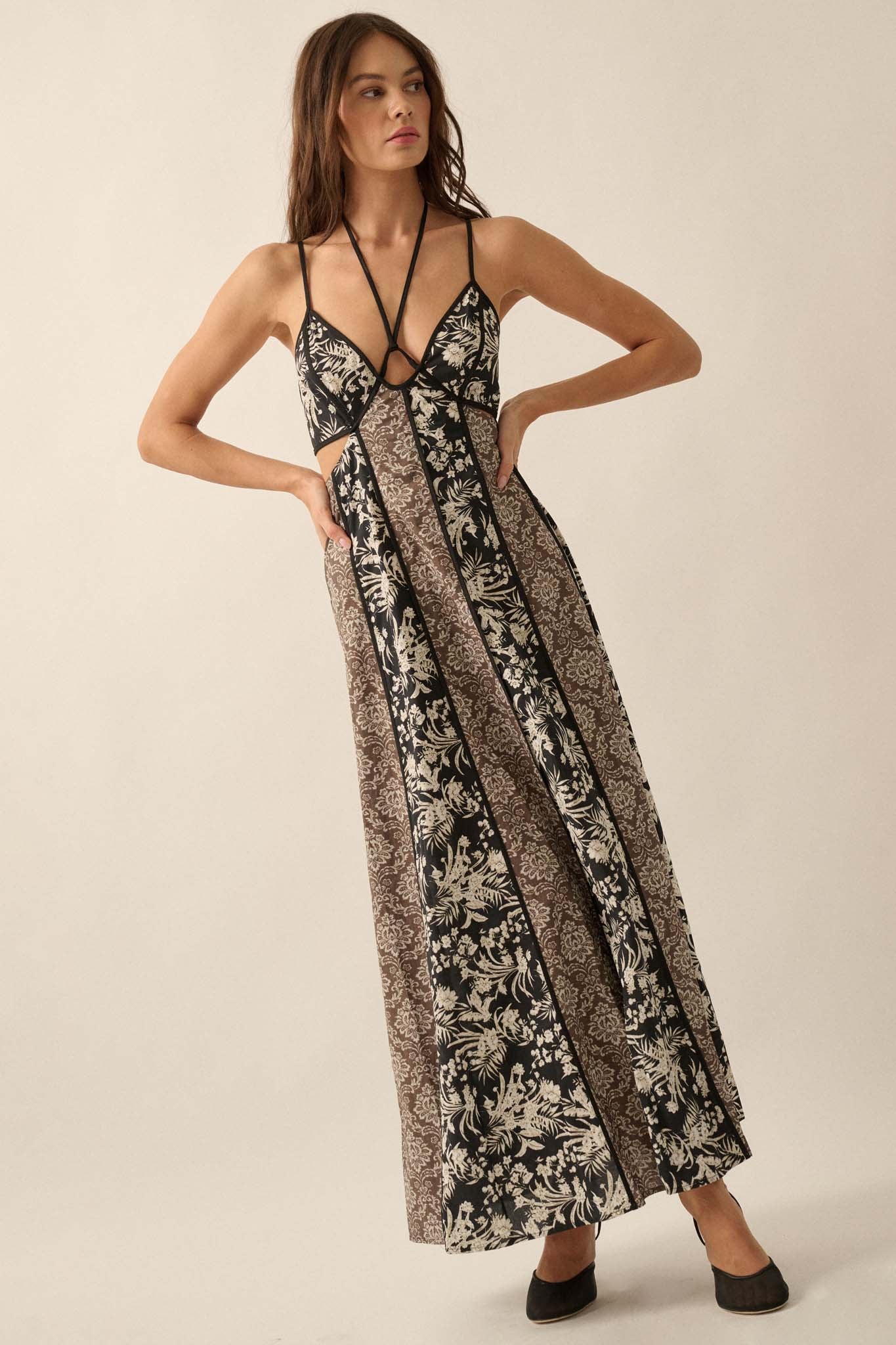 Elegant Blooms Paneled Floral Maxi Dress - ShopPromesa