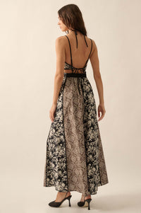 Elegant Blooms Paneled Floral Maxi Dress - ShopPromesa