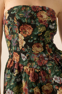 Arras Blooms Floral Tapestry Strapless Mini Dress - ShopPromesa