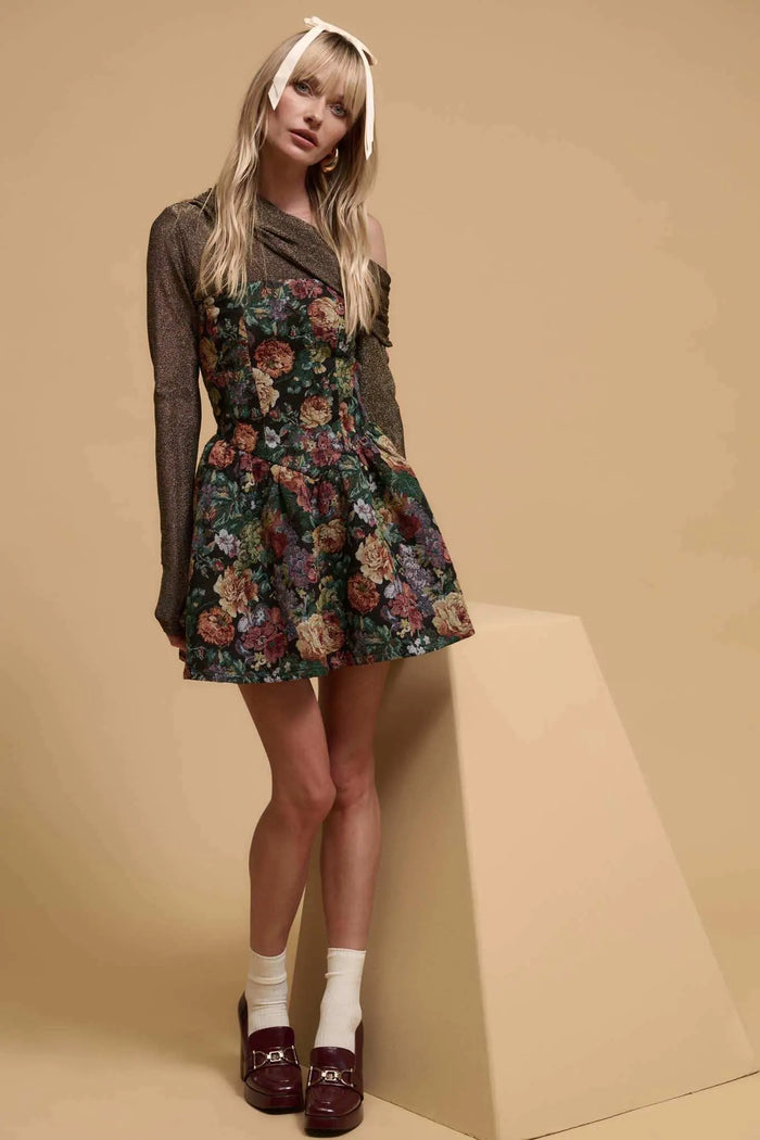 Arras Blooms Floral Tapestry Strapless Mini Dress - ShopPromesa