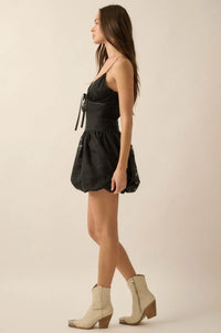 Dancing Blossoms Floral Burnout Bubble Mini Dress - ShopPromesa