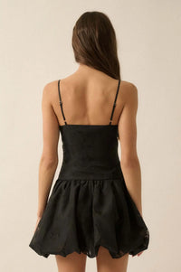 Dancing Blossoms Floral Burnout Bubble Mini Dress - ShopPromesa