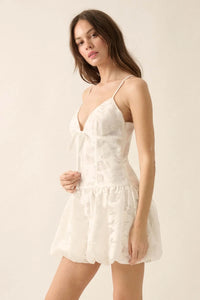 Dancing Blossoms Floral Burnout Bubble Mini Dress - ShopPromesa