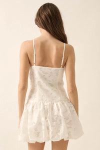 Dancing Blossoms Floral Burnout Bubble Mini Dress - ShopPromesa