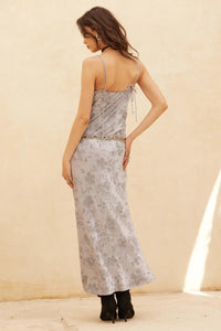 Precious Petals Floral Satin Maxi Slip Dress - ShopPromesa