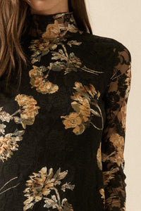 Blooming Memories Printed Floral Lace Midi Dress - ShopPromesa