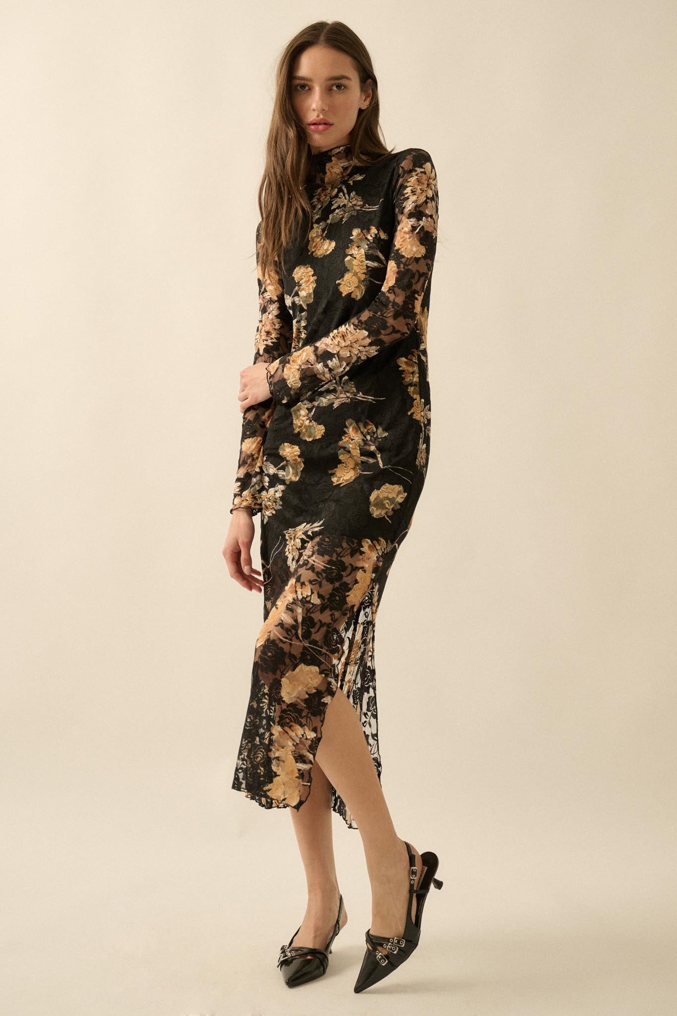 Blooming Memories Printed Floral Lace Midi Dress - ShopPromesa