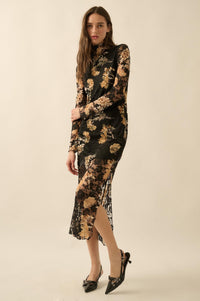 Blooming Memories Printed Floral Lace Midi Dress - ShopPromesa