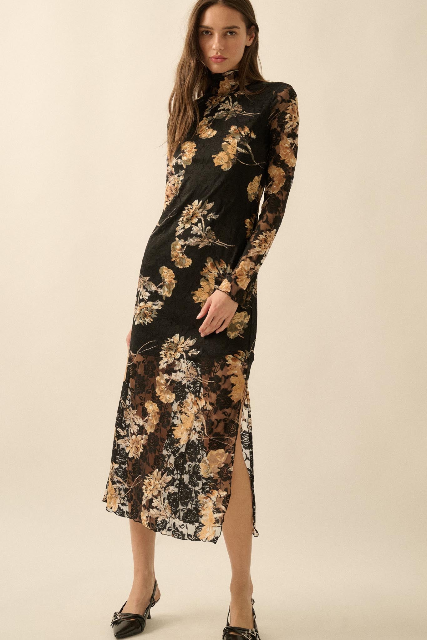 Blooming Memories Printed Floral Lace Midi Dress - ShopPromesa