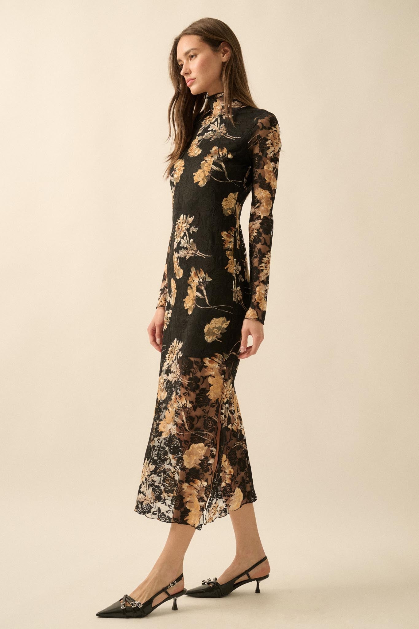 Blooming Memories Printed Floral Lace Midi Dress - ShopPromesa