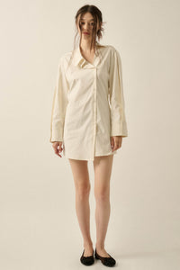 Manic Monday Satin Asymmetrical Mini Shirt Dress - ShopPromesa