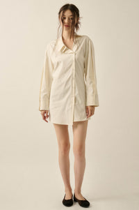 Manic Monday Satin Asymmetrical Mini Shirt Dress - ShopPromesa