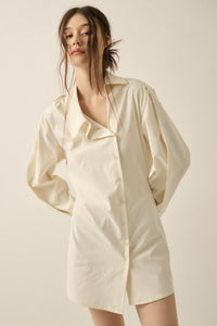 Manic Monday Satin Asymmetrical Mini Shirt Dress - ShopPromesa