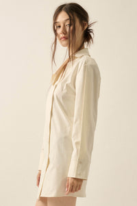 Manic Monday Satin Asymmetrical Mini Shirt Dress - ShopPromesa