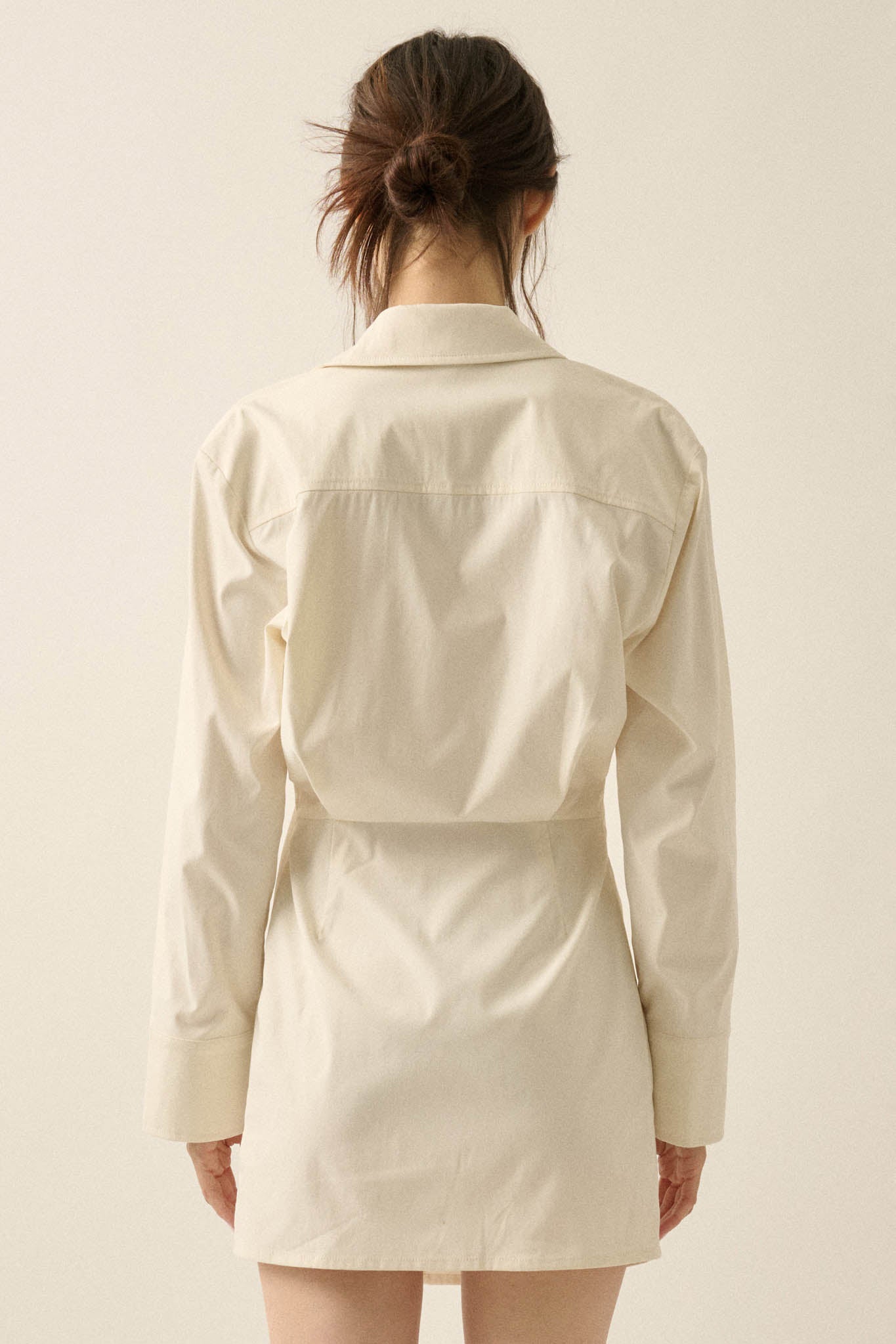 Manic Monday Satin Asymmetrical Mini Shirt Dress - ShopPromesa