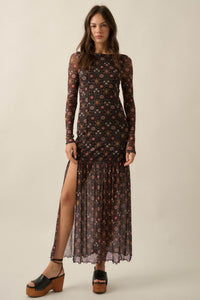 Hidden Jewel Floral Mesh Drop-Waist Maxi Dress - ShopPromesa