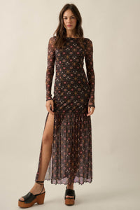 Hidden Jewel Floral Mesh Drop-Waist Maxi Dress - ShopPromesa