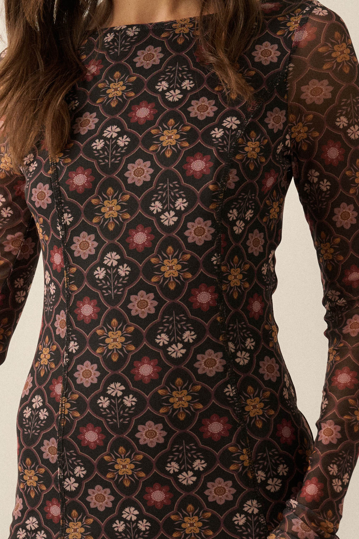 Hidden Jewel Floral Mesh Drop-Waist Maxi Dress - ShopPromesa