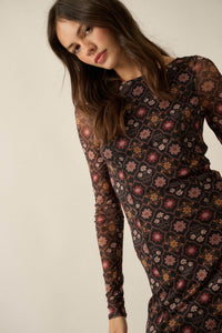 Hidden Jewel Floral Mesh Drop-Waist Maxi Dress - ShopPromesa