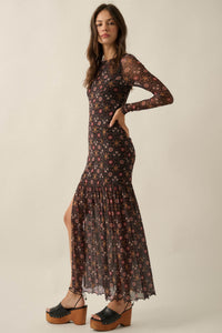 Hidden Jewel Floral Mesh Drop-Waist Maxi Dress - ShopPromesa