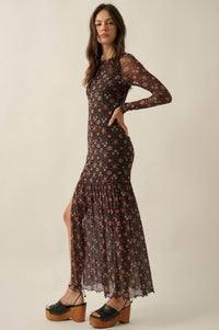 Hidden Jewel Floral Mesh Drop-Waist Maxi Dress - ShopPromesa