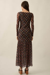 Hidden Jewel Floral Mesh Drop-Waist Maxi Dress - ShopPromesa