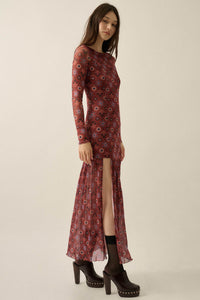 Hidden Jewel Floral Mesh Drop-Waist Maxi Dress - ShopPromesa