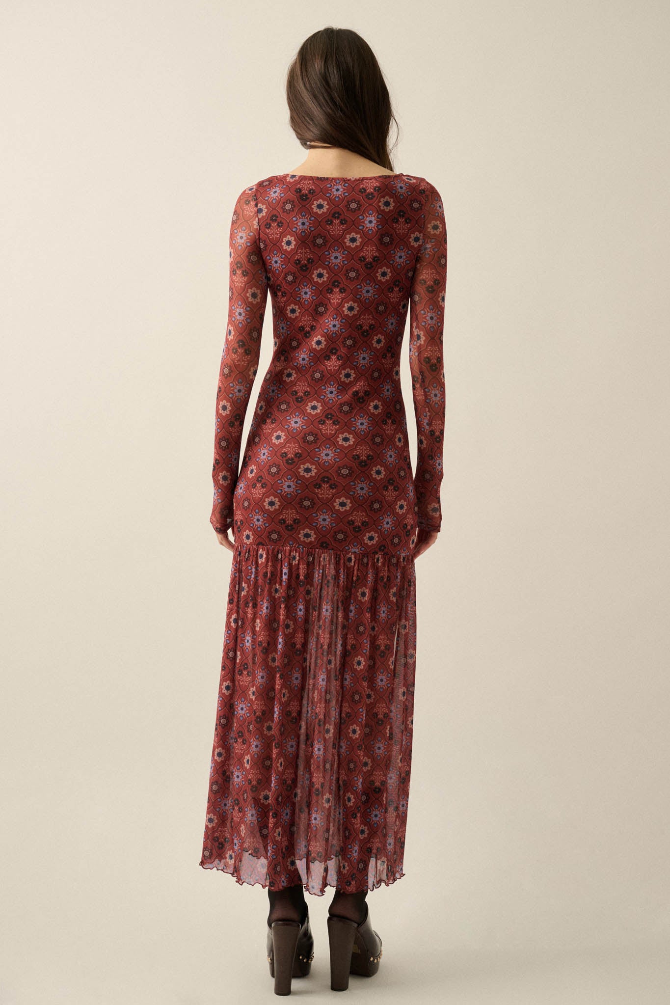 Hidden Jewel Floral Mesh Drop-Waist Maxi Dress - ShopPromesa