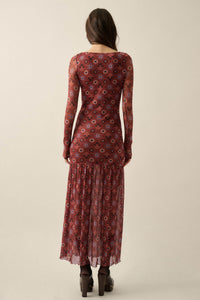 Hidden Jewel Floral Mesh Drop-Waist Maxi Dress - ShopPromesa