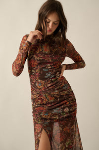 Mystic Garden Floral Mesh Knot-Waist Maxi Dress - ShopPromesa
