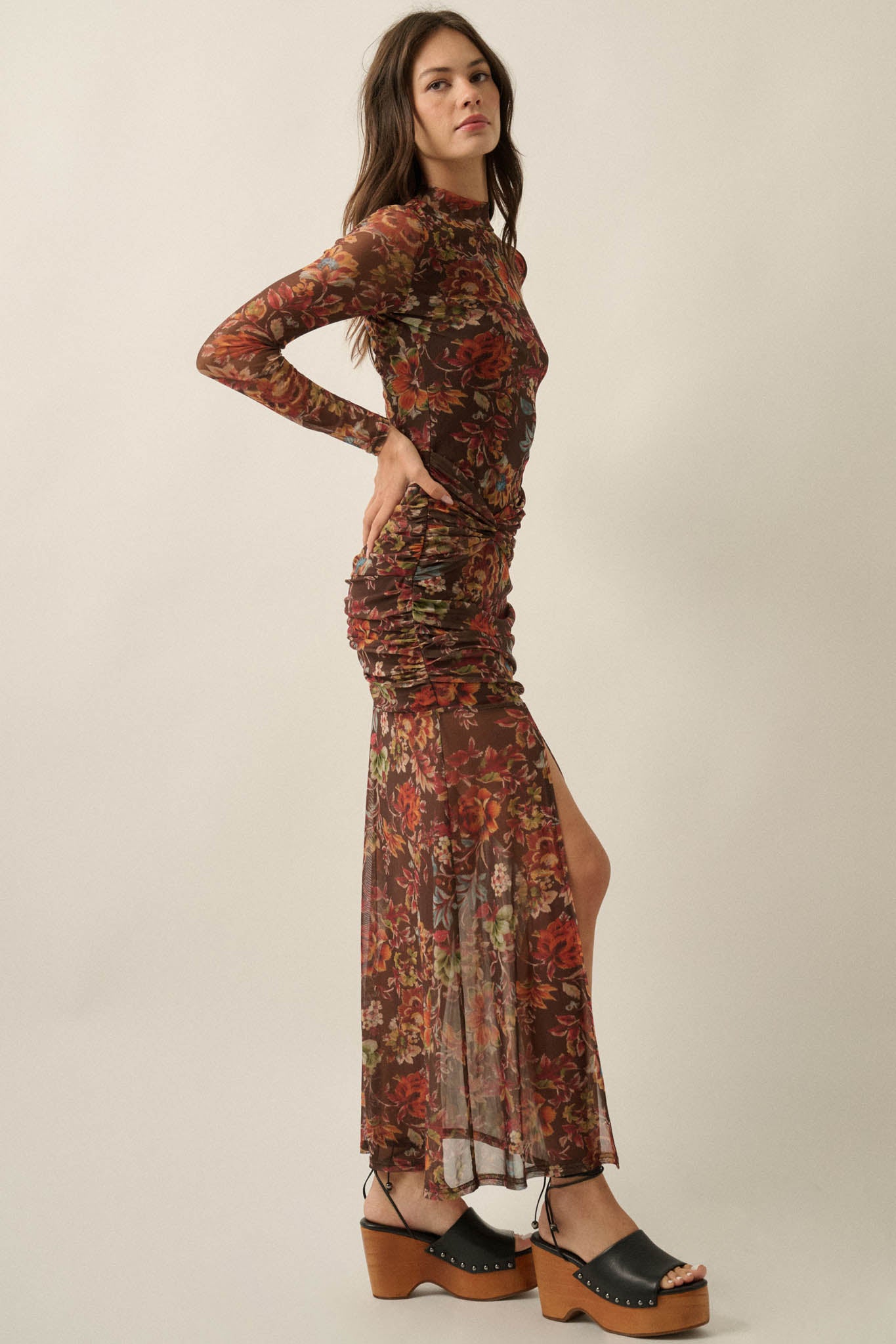 Mystic Garden Floral Mesh Knot-Waist Maxi Dress - ShopPromesa
