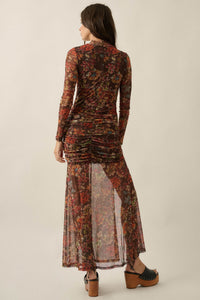 Mystic Garden Floral Mesh Knot-Waist Maxi Dress - ShopPromesa