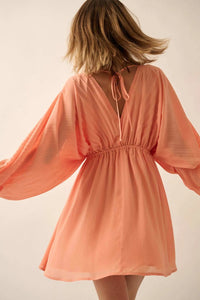 Ripple Effect Accordion Pleated Kimono Mini Dress - ShopPromesa