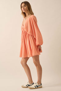 Ripple Effect Accordion Pleated Kimono Mini Dress - ShopPromesa