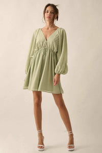 Ripple Effect Accordion Pleated Kimono Mini Dress - ShopPromesa