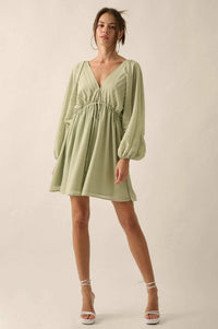 Ripple Effect Accordion Pleated Kimono Mini Dress - ShopPromesa