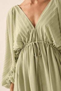 Ripple Effect Accordion Pleated Kimono Mini Dress - ShopPromesa