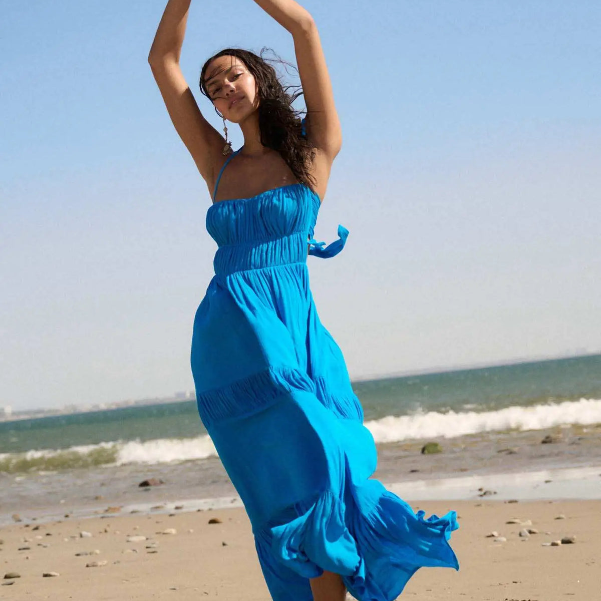 tie back beach dress Boho Halter Tie Back Maxi Dress
