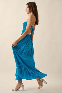 Tier to Stay Tiered Tie-Back Halter Maxi Dress - ShopPromesa