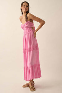 Tier to Stay Tiered Tie-Back Halter Maxi Dress - ShopPromesa